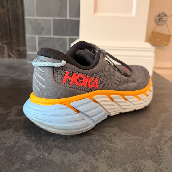 Hoka Charcoal Running Shoes with Orange & Light Blue Accents - Picture 5 of 6